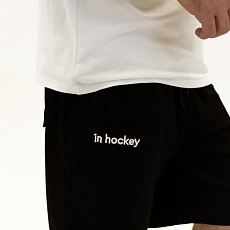 ШОРТЫ IN HOCKEY HOCKEY SUMMER COLLECTION 2024 JR (ЧЕРНЫЙ С БЕЛОЙ ВЫШИВКОЙ)