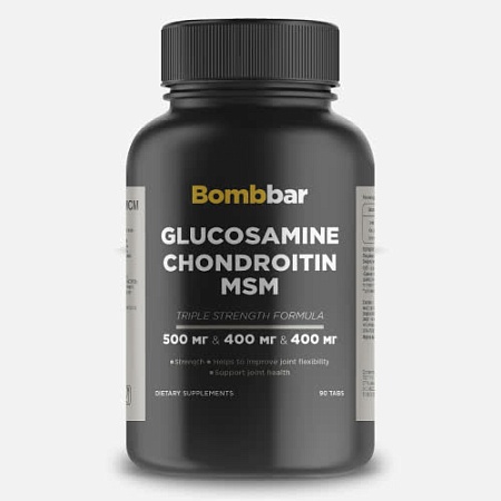 КОМПЛЕКСНАЯ ПИЩЕВАЯ ДОБАВКА BOMBBAR GLUCOSAMINE CHONDROITIN MSM 90кап.