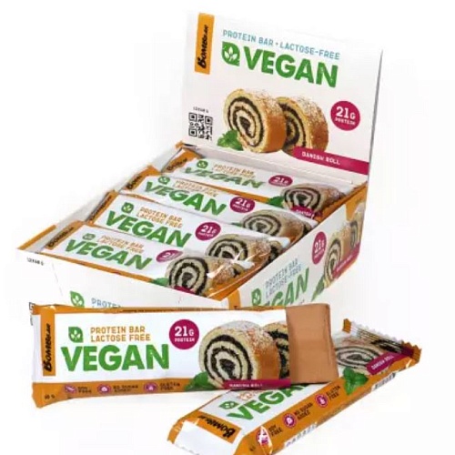 БАТОНЧИК НЕГЛАЗИРОВАННЫЙ BOMBBAR VEGAN 60g