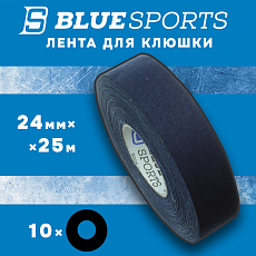 Лента хоккейная для клюшки BLUESPORTS 24мм х 25м черная, набор 10 шт