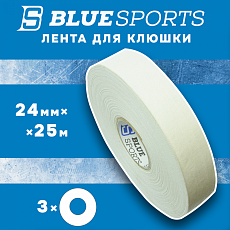 Лента хоккейная для клюшки BLUESPORTS 24мм х 25м белая, набор 3 шт