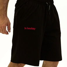 ШОРТЫ IN HOCKEY HOCKEY SUMMER COLLECTION 2024 JR (ЧЕРНЫЙ С КРАСНОЙ ВЫШИВКОЙ)